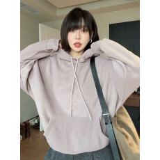 批发格林童话时尚百搭休闲慵懒风重工连帽宽松秋冬卫衣女