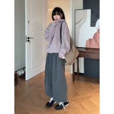 批发【线条画家】松紧腰百搭抽绳调节舒适宽松八分休闲裤