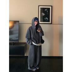 批发纯棉美式<b class='q'>休闲</b>运动服<b class='q'>套装</b>女秋冬加绒宽松BF卫衣两件套