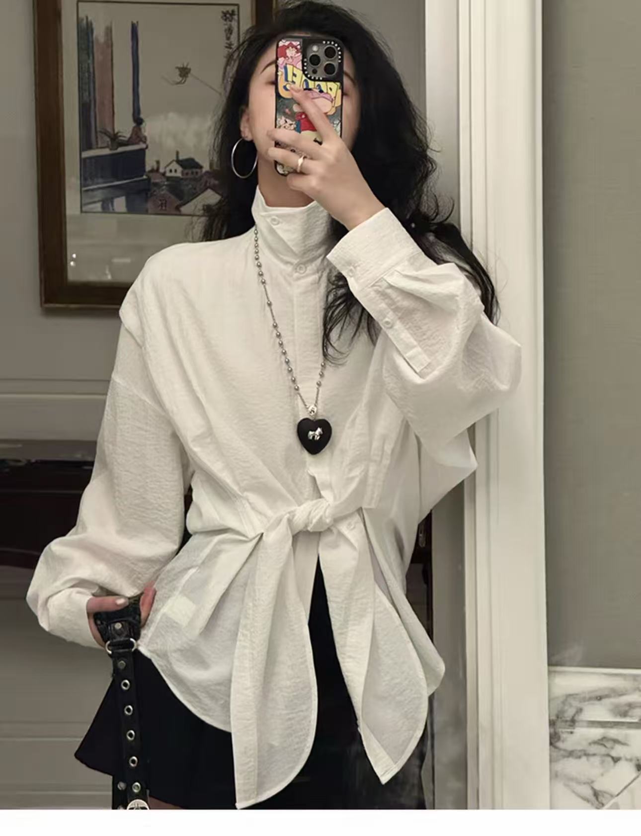 장 A 스타 처음 플러스 구매 3.1 봄 여름 켜기 새로운 세 착용 법 수 있습니다. 스탠드 칼라 셔츠