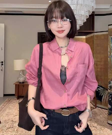 스타 시리아 100 아마 다용도 캐주얼 느긋한 바람 얇은 스타일 루즈핏 슬림해 보이는 셔츠 맨위 여성