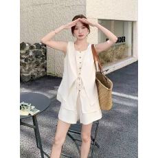 批发米色老钱风<b class='q'>套装</b>女夏2026新款设计感气质时尚高级感马甲<b class='q'>短裤</b>两件套