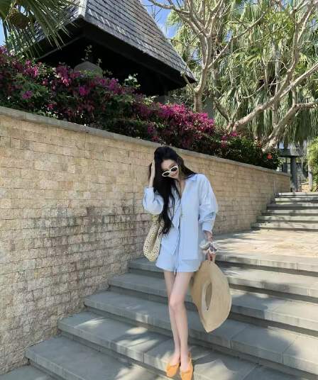 산소 센스 outfits 셔츠 반바지 느슨함 오래된 돈 투피스 슈트