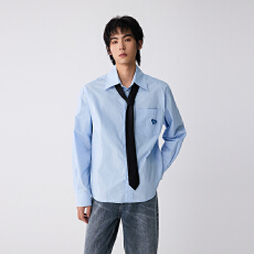 批发OTTB-美式Cleanfit口袋爱心刺绣<b class='q'>衬衫</b>男女宽松百搭学院风长袖<b class='q'>衬衫</b>