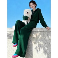 批发多巴胺绿色针织<b class='q'>套装</b>女2025新款秋冬慵懒风高级感韩式<b class='q'>休闲</b>运动<b class='q'>套装</b>