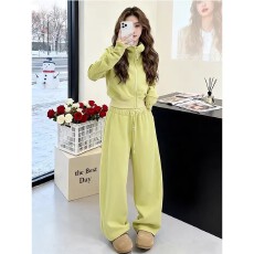 批发炸街运动套装女2025秋冬慵懒风连帽卫衣阔腿裤高级感轻熟两件套