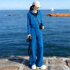 批发美式<b class='q'>休闲</b>运动<b class='q'>套装</b>女春秋新款时尚炸街连帽卫衣宽松阔腿裤两件套潮