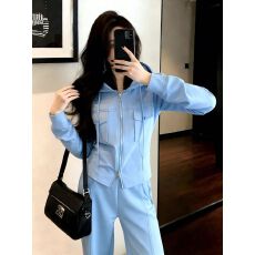 批发欧货休闲运动套装女春<b class='q'>秋</b>2026新款时尚宽松开衫连帽卫衣两件套显瘦