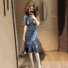 批发2026法式牛仔连衣裙套装半身裙时尚套装女<b class='q'>夏季</b>新款减龄休闲两件套