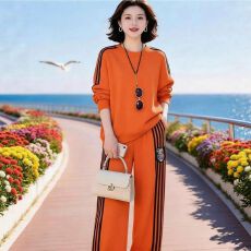 批发高端欧货<b class='q'>运动服</b>套装女2026年春季<b class='q'>韩版</b>宽松棉混纺卫衣阔腿裤两件套