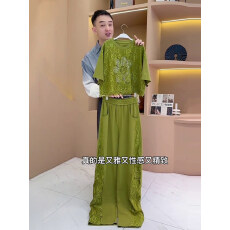 欧货休闲运动套装女夏季2026新款时尚洋气减龄蕾丝拼接短袖两件套