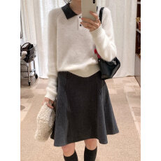 批发miu系高知深灰色毛呢<b class='q'>半身裙</b>女2025新款冬高腰遮胯显瘦a<b class='q'>字</b>垂感中<b class='q'>裙</b>