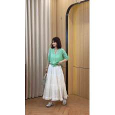 批发韩系白色网纱拼接半身裙2026<b class='q'>夏</b>季新款高腰时尚洋气漂亮百搭蛋糕裙