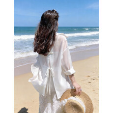 批发<b class='q'>蝴蝶结</b>后背开叉防晒衣外套女薄款透气春夏设计感独特漂亮<b class='q'>衬衫</b>上衣