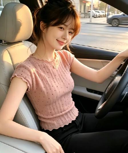 부드러운 달콤함 핑크색 도트 무늬 프릴 반팔 티셔츠 여성 2026 여름 새로운 빛 사람들 코치 출퇴근 맨위