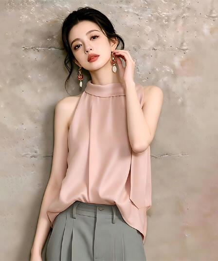 프랑스식 Chic 행침 목 민소매 셔츠 여름 외국 가스 우아함 연령 감소 슬림해 보이는 작은 대중 디자인 센스 느긋한 바람 맨위