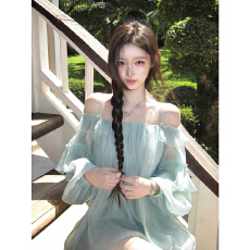 批发Hotdog 热狗很辣【梦野长廊】荷叶边<b class='q'>花苞</b>吊带裙女清冷气质<b class='q'>连衣裙</b>