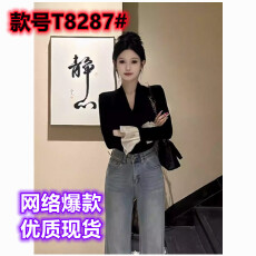 批发法式v领长袖T恤修身内搭打底衫女秋季御姐设计感可外穿<b class='q'>高级</b>感上衣