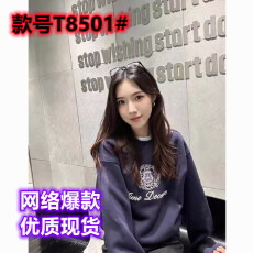 批发出口外贸折扣奥特莱斯专柜撤回~圆领卫衣男女字母印花宽松上衣潮