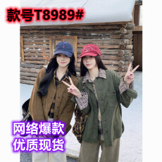 批发复古灯芯绒<b class='q'>长袖</b>衬衫2025秋冬女装内搭外穿圆领设计感百搭上衣<b class='q'>外套</b>