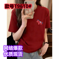 韩系高级感卡通小马刺绣短袖T恤女2026早春新款圆领显瘦百搭上衣