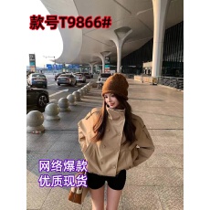 批发英伦风外套女2025秋<b class='q'>冬</b>新款气质名媛高级感轻奢双排扣立领短款风衣