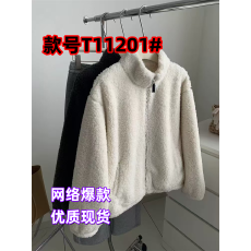 批发【羊羔绒复合真超】特大码300斤巨厚实立领拉链加绒保暖外套女