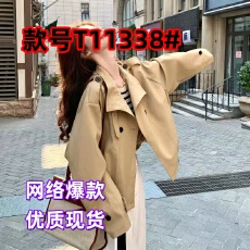 批发卡其色短款风衣外套女小个子秋季新款韩系高级感休闲百搭立领夹克