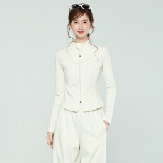 实拍实价韩系设计感双拉链德绒长袖t恤女秋冬外套修身打底衫上衣