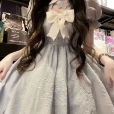 批发泡泡袖蝴蝶结JK<b class='q'>连衣裙</b>女夏季初中高中学生学院风在逃<b class='q'>公主</b>少女裙子