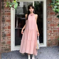 批发温柔风挂脖连衣裙子女夏季2026小个子高级感气质海边度假仙女<b class='q'>长裙</b>