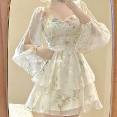 批发【雪纺面料+里布打揽】秋高级感仙气超仙森系法式2026碎花连衣裙