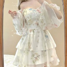 批发【雪纺面料+里布打揽】连衣裙秋2026气质慵懒氛围感收腰a字短裙子