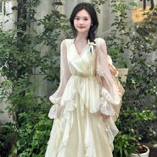 批发温柔风连衣裙秋仙女超仙2026高级感法式气质海边度假长袖裙子长款