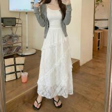 批发白色蕾丝半身裙女<b class='q'>春</b>夏季2026新款垂感a字半裙长裙不规则蛋糕裙子