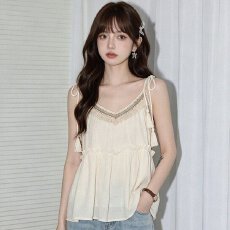 批发法式绝美度假风吊带背心女大码胖mm夏季设计感宽松遮肚子无袖上衣