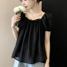 批发白色方领短袖雪纺衬衫女夏季2026新款<b class='q'>大码</b>胖mm爆款娃娃衫好看上衣