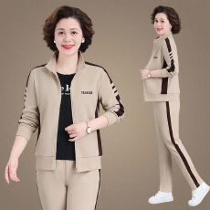 批发2025新款<b class='q'>妈妈</b>装<b class='q'>中老年</b>休闲运动服套装女春秋季大码立领卫衣两件套