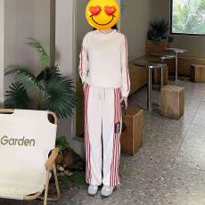 批发<b class='q'>大码</b>胖MM韩系简约春秋款时尚拼接条纹新款休闲宽松<b class='q'>运动服</b>两件套潮