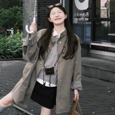 批发简约正反高级感风衣<b class='q'>外套</b>女装秋季2025新款宽松显瘦<b class='q'>中长款</b>韩系上衣