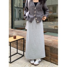 批发华棉复合宝宝绒 <b class='q'>新款</b>百搭后开叉休闲纯色半身裙