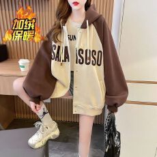 批发秋冬新款<b class='q'>外套</b>小众高级韩版宽松开衫加绒加厚<b class='q'>棒球</b>服卫衣#2114