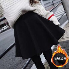 批发加绒加厚秋冬新款a字<b class='q'>半身裙</b>短裙女蓬蓬伞裙高腰<b class='q'>百褶裙</b>子