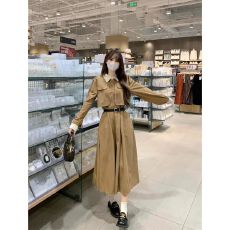 批发灯芯绒秋冬2025新款赫本风收腰显瘦撞色假两件<b class='q'>中长</b>款<b class='q'>连衣裙</b>长裙女