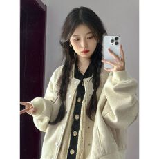 批发2025短款棒球服女秋冬款宽松休闲百搭加厚<b class='q'>夹克</b>外套ins