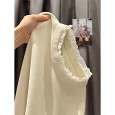 批发1x1德绒秋<b class='q'>冬</b>季穿搭半高领蕾丝长袖打底衫女洋气德绒内搭上衣