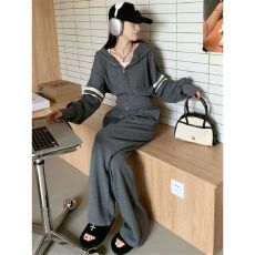 批发华夫格拉链<b class='q'>卫衣</b><b class='q'>套装</b><b class='q'>女</b>秋冬新款炸街阔腿裤运动<b class='q'>休闲</b>两件套#824