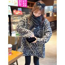 批发原版面料毛圈绒豹圆领中<b class='q'>长款</b><b class='q'>卫衣</b>女2025新款秋冬加厚宽松上衣