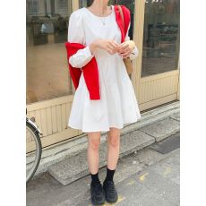 批发女装早秋新款时尚甜美抽绳收腰减龄<b class='q'>少女</b>长袖小个子<b class='q'>连衣裙</b>黑白短裙