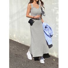 批发辣妹纯欲风U领吊带<b class='q'>连衣裙</b>慵懒性感修身显瘦百搭吊带裙包臀长裙韩